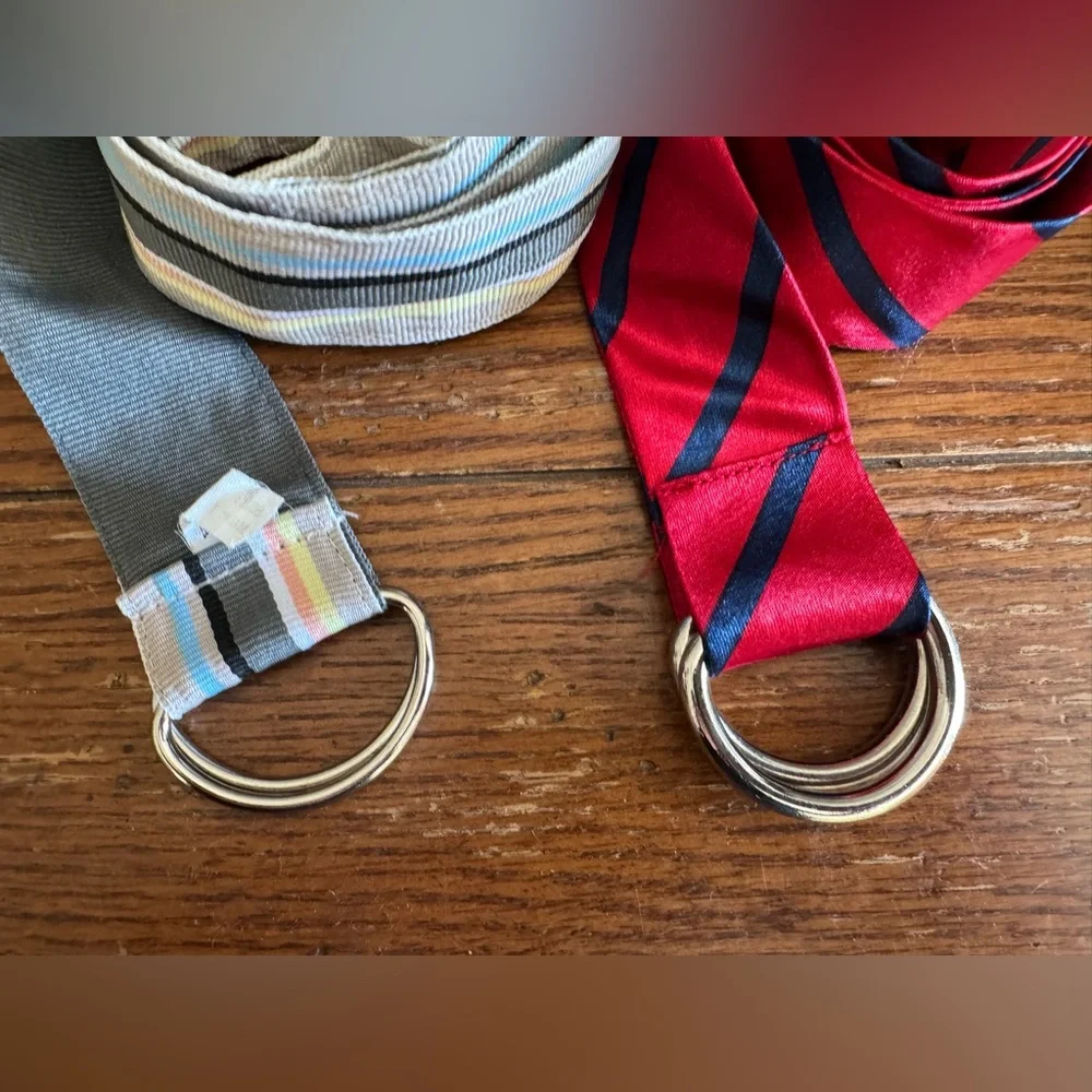 (4) Women’s Belt Lot Ribbon Silk Woven D Ring Colorful Preppy Acadamia Spring - Picture 4 of 9